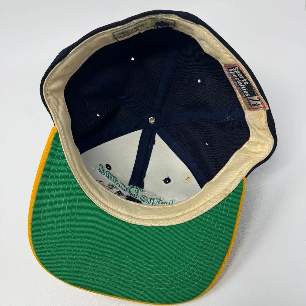 Vintage Sports Specialties Notre Dame Fighting Irish Hat Fitted‎ 7 1/8 Navy Gold